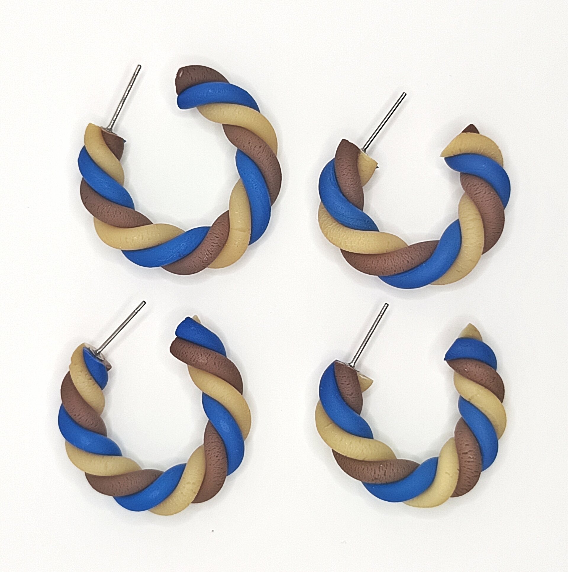 Aritos azul, marrón y beige - 3