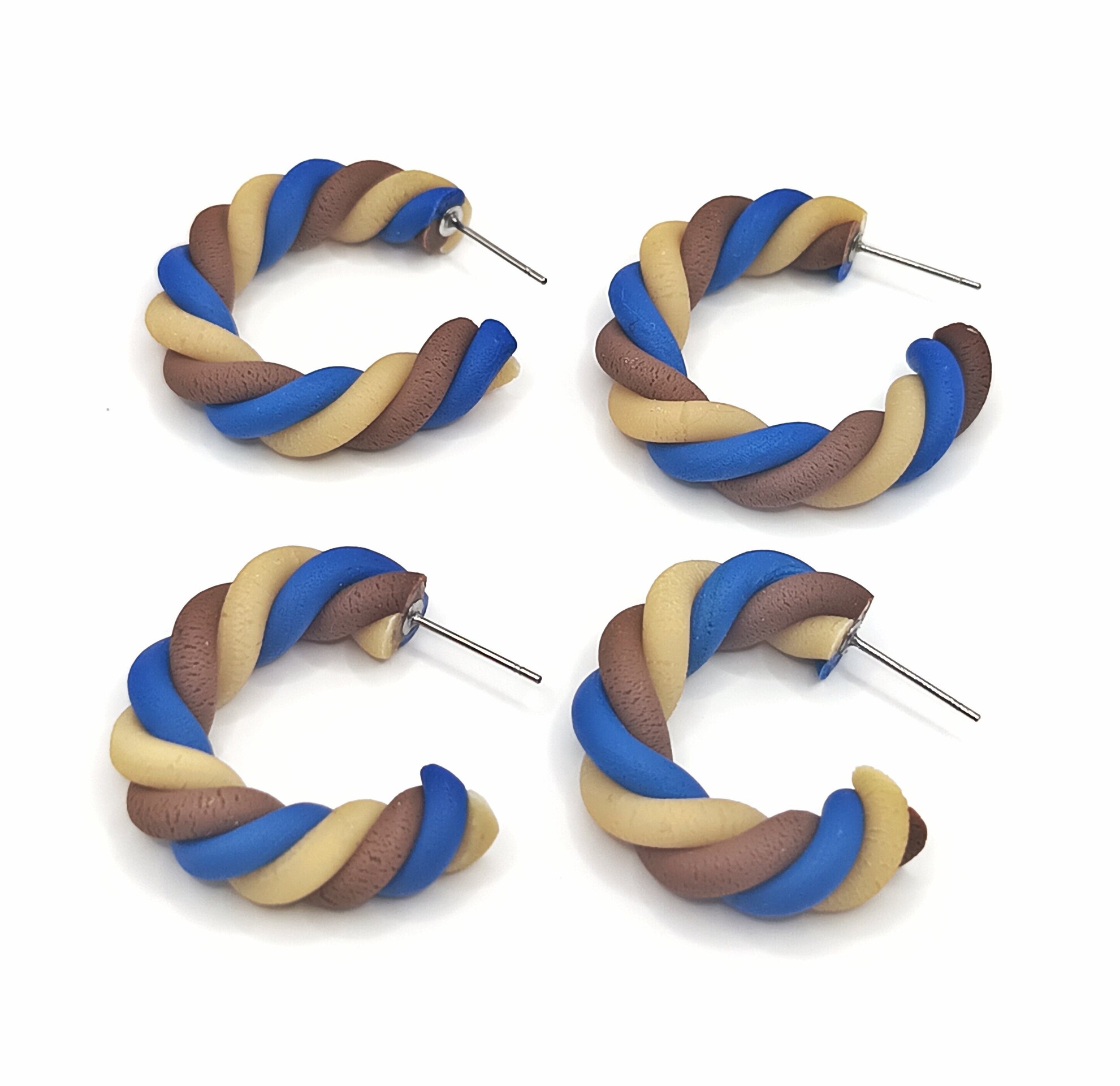 Aritos azul, marrón y beige - 2