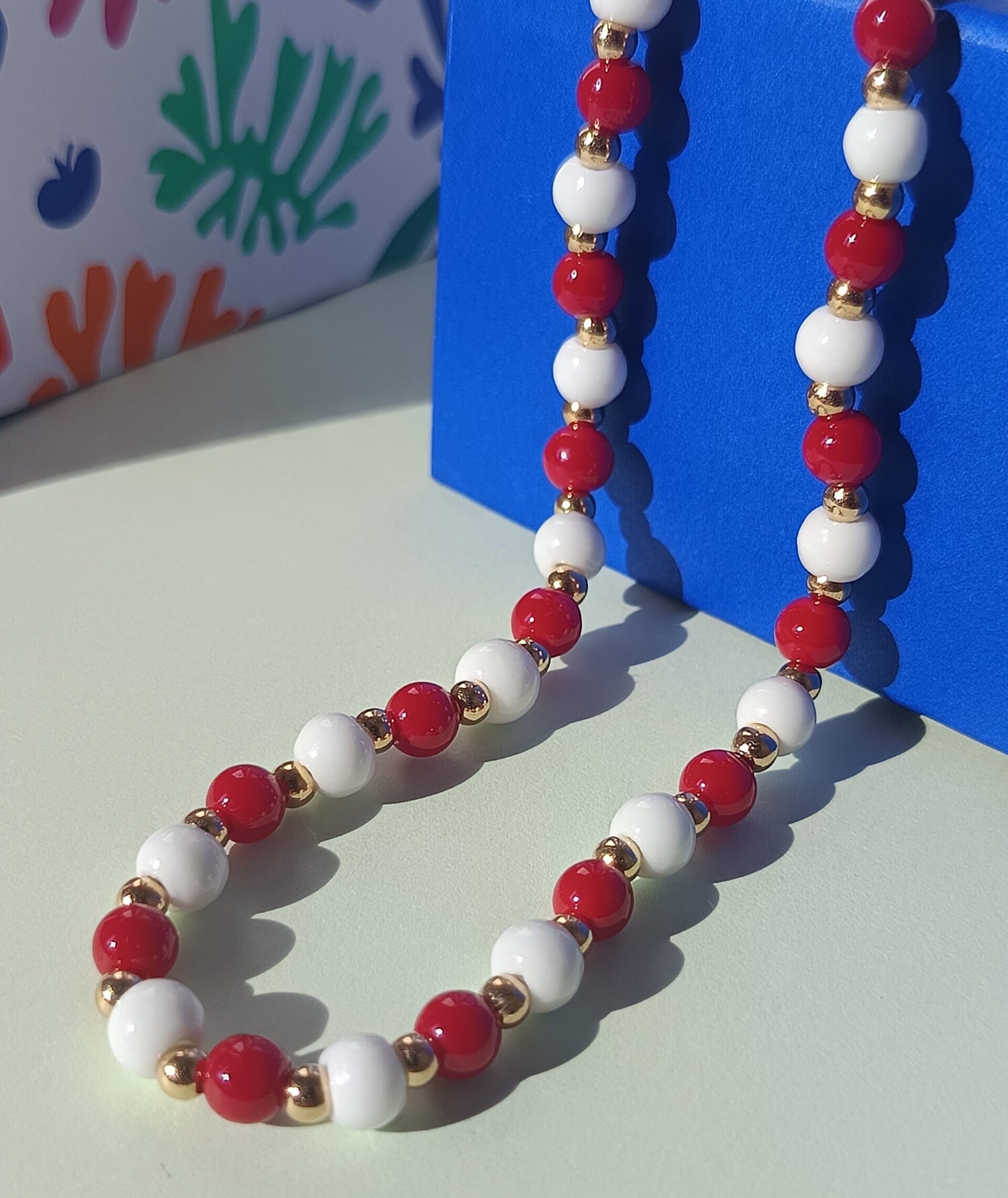 Collar Blanco y Rojo - 3